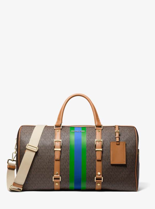 Damske Cestovné Tašky Michael Kors Bedford Travel Extra-Large Logo Stripe Weekender Zelene - Kabelky Michael Kors Lacne | RUSXK-9318